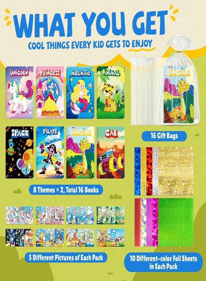 PARTYWIND Party Favors for Kids, 16 Pack Foil Art & Craft Books Bulk for Kids 4-8, Goodie Bag Stuffer & DIY Creative Activity Toys for Kids Birthday Party Favors, Valentines Gifts, Classroom Prizes - Image 2